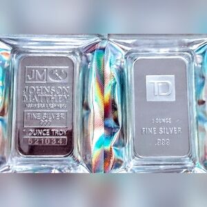 Lot Of 2 Jm Matthey And Td Canadian Bank 1 Ounce Silver Bars